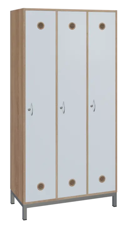 SSLN - 180 - 90 šatní skříň 3-dvéřová, 1800x900x400 mm, kovové nohy, korpus dub bardolino, dvířka bí